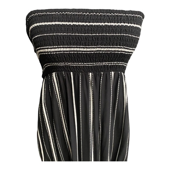 Loft Beach Maxi Coverup Black White Maxi Length Strapless Sleeveless Dress - Picture 5 of 8